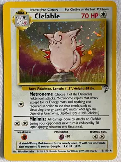 Clefable 5/130 Holo Rare Base Set 2 Pokemon Holo Heavily Played - Image 1