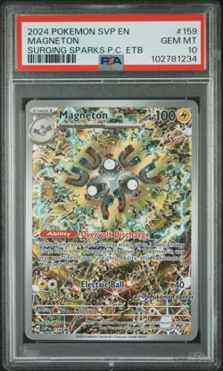 Pokemon 2024 Magneton 159 Pokemon Center Stamp Promo Surging Sparks PSA 10 - Image 2