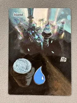 Island #282 MTG Aetherdrift Hand Painted Borderless Extended Full Altered Art v - Image 1