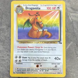 Dragonite 19/62 Fossil Rare Unlimited Regular Pokemon TCG Card 1999 LP/MP - Image 1