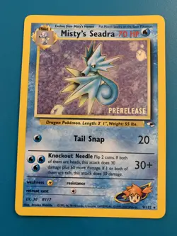 Prerelease Misty's Seadra 9/132 Gym Heroes Holo Rare Vintage Pokemon Card - NM - Image 1