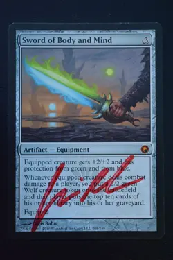 Magic The Gathering MTG SWORD OF BODY AND MIND SIGNED Scars of Mirrodin LP - Image 1