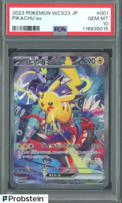 2023 Pokemon WCS23 Japanese World Championship #001 Pikachu Ex PSA 10 GEM MINT - Image 1