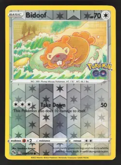 Bidoof 059/078 Peelable Ditto Pokemon TCG Pokemon GO NM - Image 1