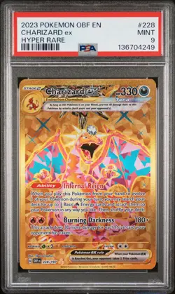 2023 Pokemon S&V Obsidian Flames Charizard ex Hyper Rare PSA 9 Mint #228/197 - Image 1