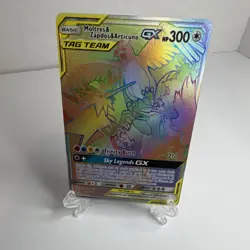 LP Pokemon TCG Moltres & Zapdos & Articuno GX 69/68 Hidden Fates Secret Rare - Image 1