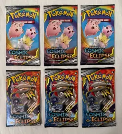 2019 POKEMON SUN & MOON COSMIC ECLIPSE LOT OF 6 BOOSTER PACKS FACTORY SEALED - Image 1