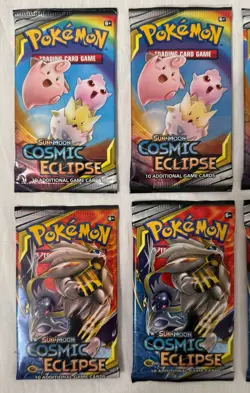2019 POKEMON SUN & MOON COSMIC ECLIPSE LOT OF 6 BOOSTER PACKS FACTORY SEALED - Image 2