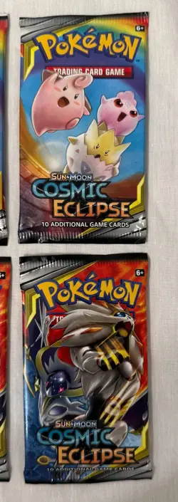 2019 POKEMON SUN & MOON COSMIC ECLIPSE LOT OF 6 BOOSTER PACKS FACTORY SEALED - Image 3