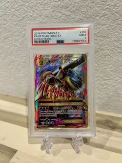 Pokemon M Blastoise EX 102/108 Evolutions Full Art Holo Ultra Rare PSA 9 220HP - Image 1