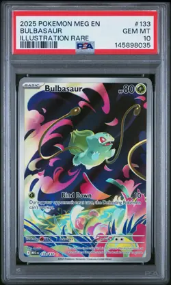 2025 POKEMON MEG EN-MEGA EVOLUTION ILLUSTRATION RARE #133 BULBASAUR PSA 10 - Image 1