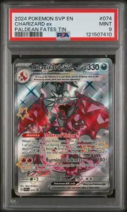 Charizard Ex Paldean Fates Tin Pokemon Svp En-Sv Black Star Promo 074 NM PSA 9 - Image 1