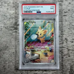 Lillipup, Illustration Rare #154 - 2025 Pokemon WHT EN-White Flare - PSA 9 MINT - Image 1