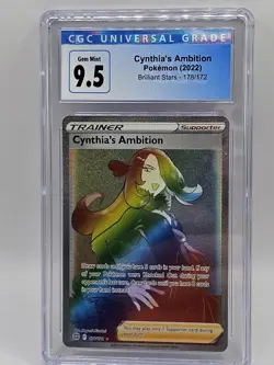 CGC 9.5 Cynthia’s Ambition Brilliant Stars 178/172 Secret Rare Pokemon TCG - Image 1