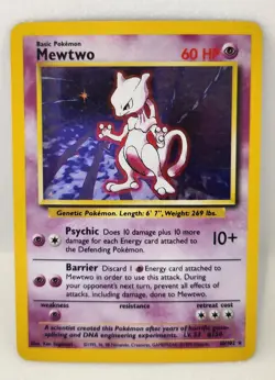 Mewtwo Pokemon Card Holo WOTC 10/102 Base Set Rare Vintage 1999 Original MP - Image 1