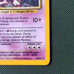 Mewtwo Pokemon Card Holo WOTC 10/102 Base Set Rare Vintage 1999 Original MP - Image 5