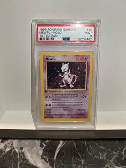 1999 Pokemon German Mewtwo Mewtu Holo Rare 1st Edition Base Set 10/102 PSA 9 - Image 1