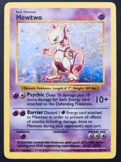 Mewtwo Shadowless Holo Rare 10/102 Base Set 1999 Pokemon TCP - Moderately Played - Image 1