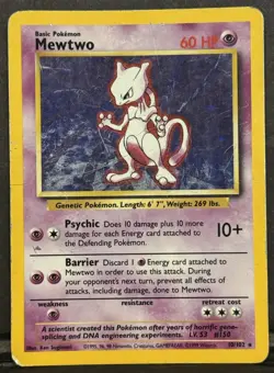 Pokemon TCG Mewtwo 10/102 1999 Base Set Holo Unlimited Rare MP-Played - Image 1