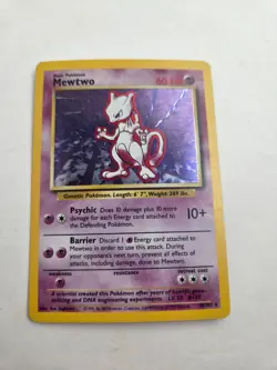 1999 Base Set Pokemon TCG Mewtwo #10/102 Holographic Rare Holo - Image 1