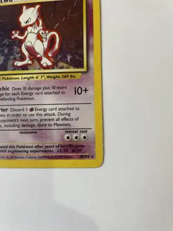 1999 Pokemon TCG Original Unlimited Base Set Mewtwo Holo 10/102, GC/LP, Rare - Image 2