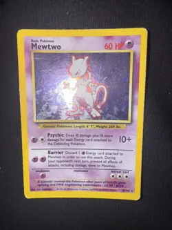 Pokemon TCG Mewtwo 10/102 1999 Base Set Holo Unlimited Rare MP-Played - Image 1