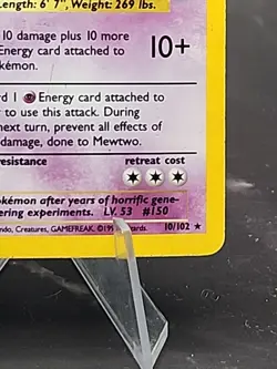 Mewtwo 10/102 Pokemon TCG 1999 Base Set Holo Unlimited Rare HP - Image 4