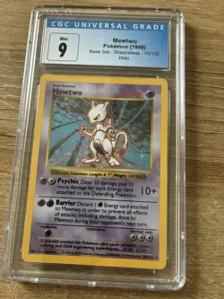 Mewtwo 10/102 Shadowless Holo Rare CGC 9 – Base Set Pokemon TCG 1999 Unlimited - Image 1