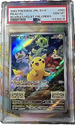 2022 POKEMON JPN SV PROMO SCARLET & VIOLET PRE-ORDER #001 PIKACHU PSA 10 - Image 1