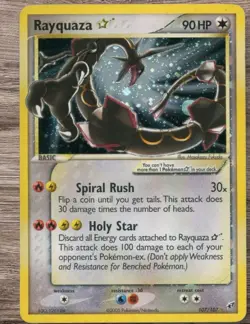 Pokemon Rayquaza Star 107/107 EX Deoxys Ultra Rare Holo 90HP Spiral Rush Card - Image 1