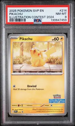 Pikachu 214 Illustration Contest 2024 Svp En-sv Black Star Promo Pokemon PSA 8 - Image 1