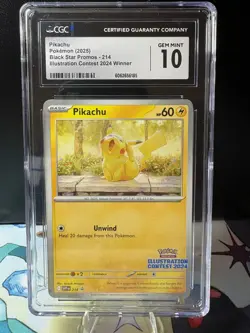 Pikachu - Black Star Promo 214 Illustration Contest 2024 Pokemon CGC Gem Mint 10 - Image 1