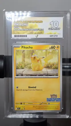 Pikachu 214 Illustration Contest 2024 Black Star Promo Ace 10 Gem Mint Pokemon - Image 1