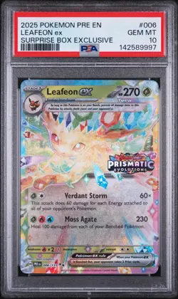 2025 POKEMON PRE EN-PRISMATIC EVOLUTIONS #006 LEAFEON EX PSA 10 - Image 1