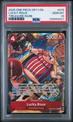 2025 One Piece OP11-A Fist Of Divine Speed Lucky Roux Treasure Rare PSA 10 - Image 1