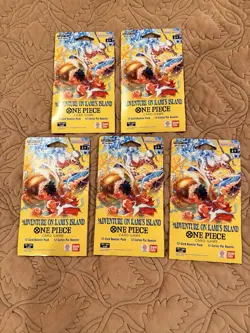 One Piece OP15 EB04 Adventure on Kami Island Sleeved Booster Pack Lot 5 English - Image 1