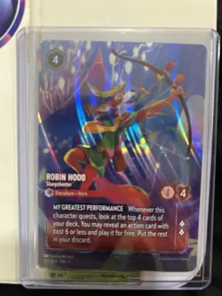 Disney Lorcana Robin Hood Sharpshooter Enchanted Shimmering Skies 215/204 SSP - Image 1