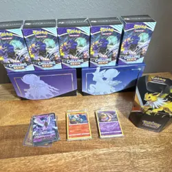 Pokemon Chilling Reign Card Lot w/ Storage Boxes, Jolteon Tin, SEALED Cinderace - Image 1