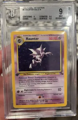 BGS 9 Haunter 1st Edition Holo Rare Fossil 6/62 Pokemon Card - Image 1