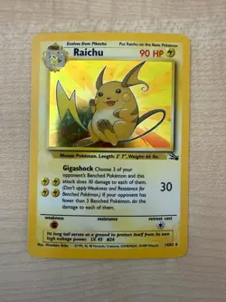 Raichu 1998 Pokemon Basic 90HP Shiny foil 1st base holo card 14/62 - Image 1