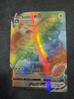 Pokemon TCG Snorlax VMAX Holo Card 206/202 Sword & Shield Rainbow Secret Rare - Image 1
