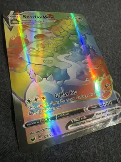 Pokemon TCG Snorlax VMAX Holo Card 206/202 Sword & Shield Rainbow Secret Rare - Image 2