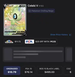 Pokemon Celebi V Full Art Ultra Rare Holo 160/198 Swsh06 Chilling Reign Card - Image 3