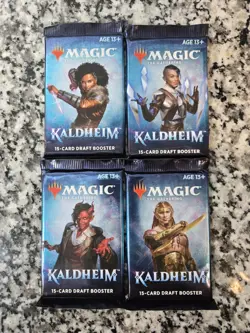 Magic The Gathering Kaldheim Draft Booster 4 Pack Full Art Set New MTG TCG - Image 1