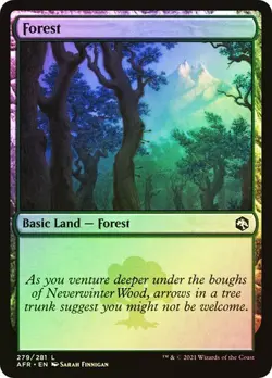 4 x FOIL Forest (279) Adventures in the Forgotten Realms AFR MTG Magic - Image 1