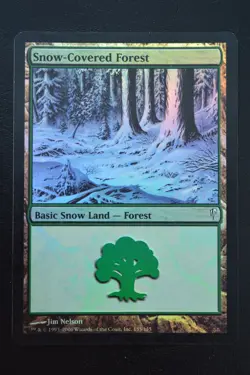 Magic The Gathering MTG SNOW-COVERED FOREST FOIL Coldsnap MP Moderately Played - Image 1
