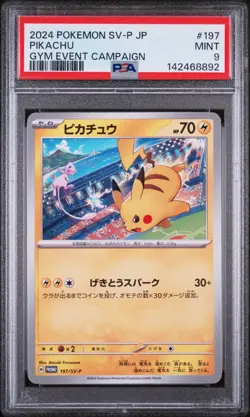 2024 POKEMON JAPANESE SV-P PROMO GYM EVENT CAMPAIGN #197 PIKACHU PSA 9 FREE S&H! - Image 1