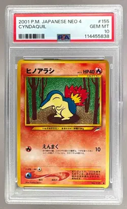 2001 Pokemon Neo 4 Japanese 155 Cyndaquil PSA 10 114455838 - Image 1