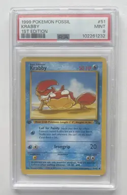 Pokemon Krabby Fossil 1st Edition PSA 9 Mint WOTC Vintage - Image 1