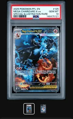 2025 POKEMON PFL EN-PHANTASMAL FLAMES #125 MEGA CHARIZARD X EX PSA 10 - Image 1